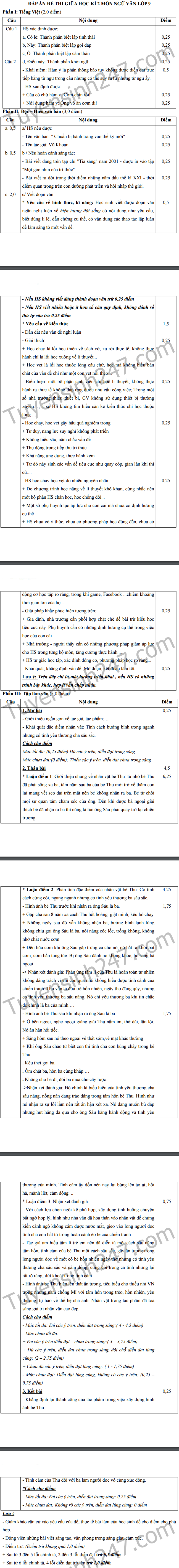 De thi giua hoc ki 2 lop 9 mon Van - THCS Nam Truc 2016