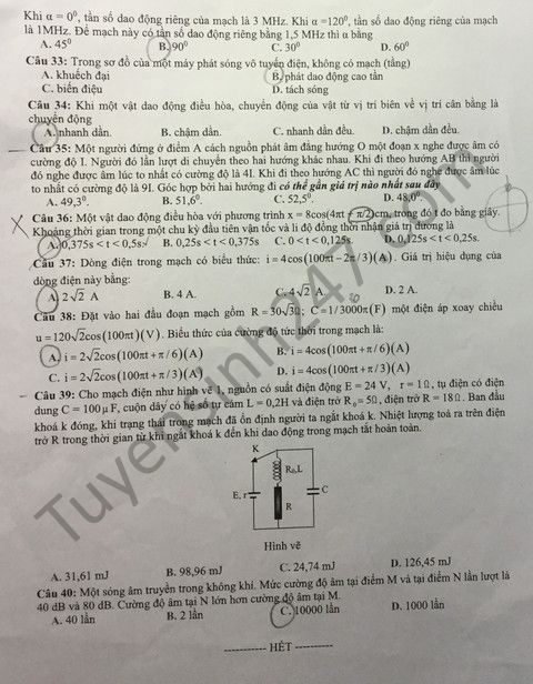 De thi thu THPT Quoc Gia mon Ly - THPT chuyen Vinh Phuc nam 2017 lan 3