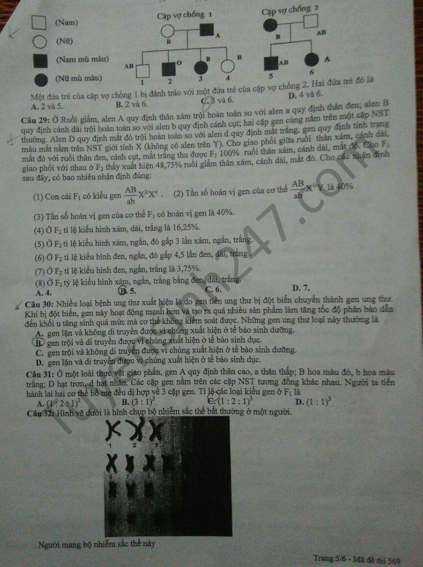 De thi thu THPT Quoc gia 2017 mon Sinh - THPT Chuyen Hung Yen