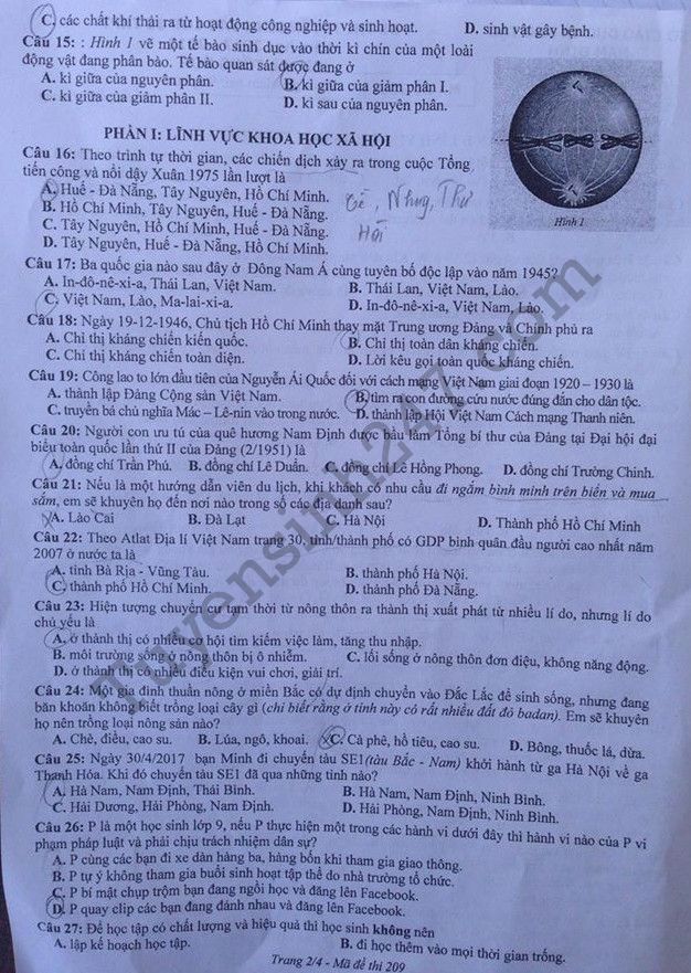 De thi vao lop 10 bai thi tong hop tinh Nam Dinh 2017