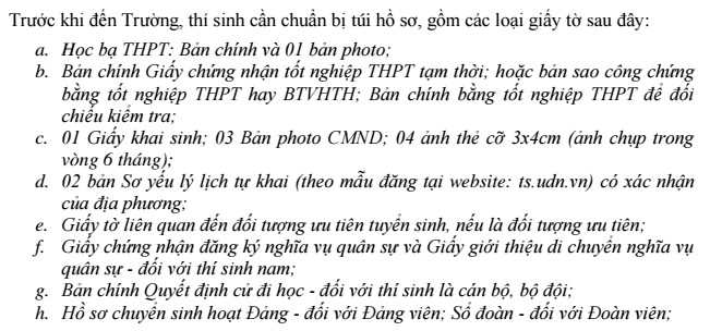 Ho so nhap hoc DH Bach Khoa - Dai hoc Da Nang 2017