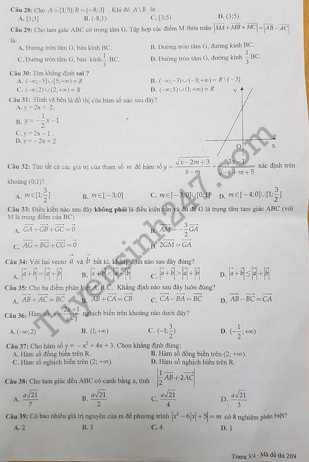 De thi giua hoc ki 1 lop 10 mon Toan 2017 - Viet Nam Ba Lan