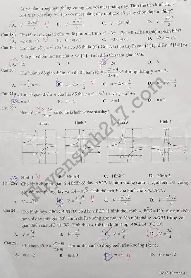 De thi giua ki 1 lop 12 mon Toan - THPT Quang Trung 2017