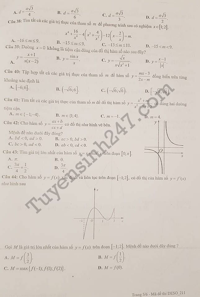 De thi giua hoc ki 1 lop 12 mon Toan 2017 - THPT Chu Van An