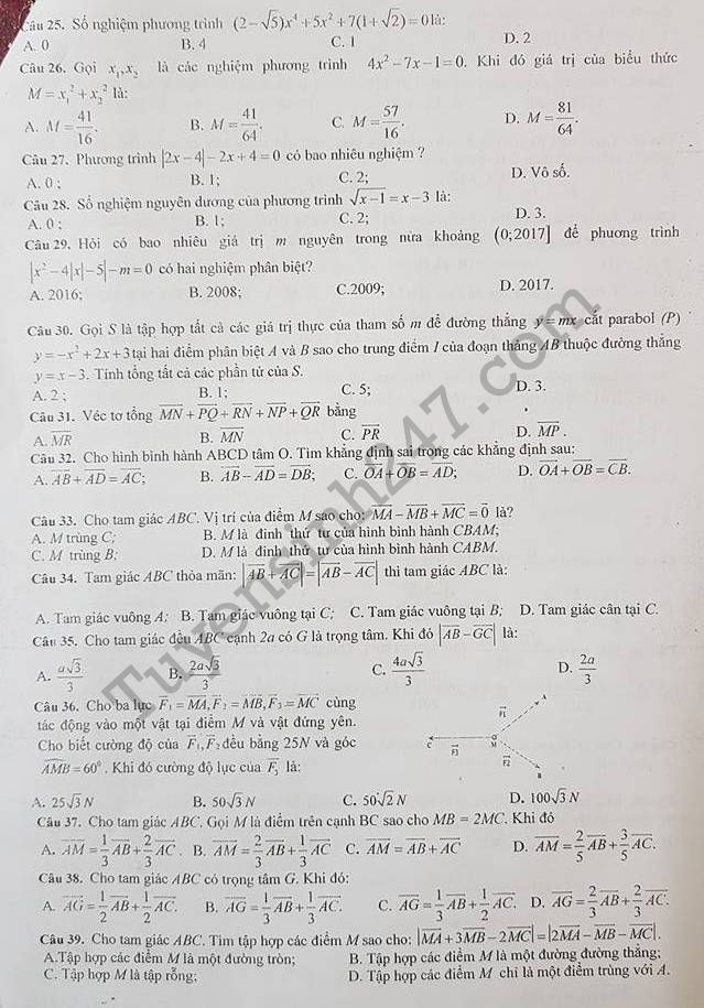 De cuong on tap hoc ki 1 lop 10 nam 2017 - THPT Kim Lien