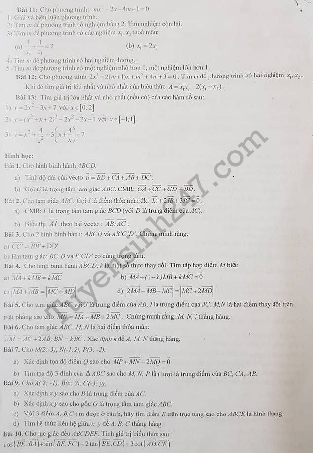 De cuong on tap hoc ki 1 lop 10 nam 2017 - THPT Kim Lien