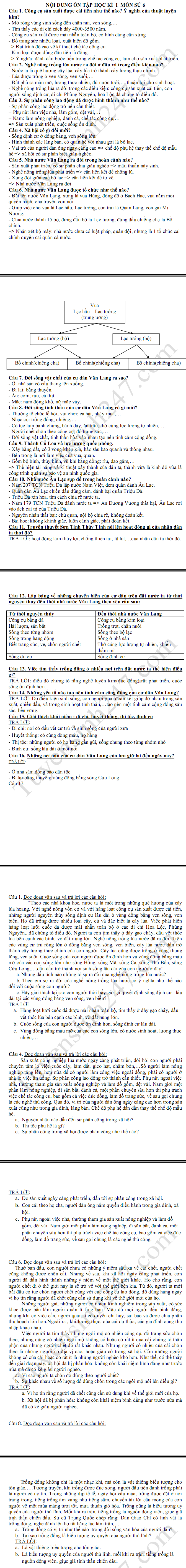 De cuong on tap hoc ki 1 mon Su lop 6 nam 2017 - THCS Tran Van Dang