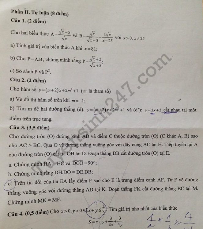 De thi hoc ki 1 lop 9 mon Toan 2017 - 2018 Quan Cau Giay
