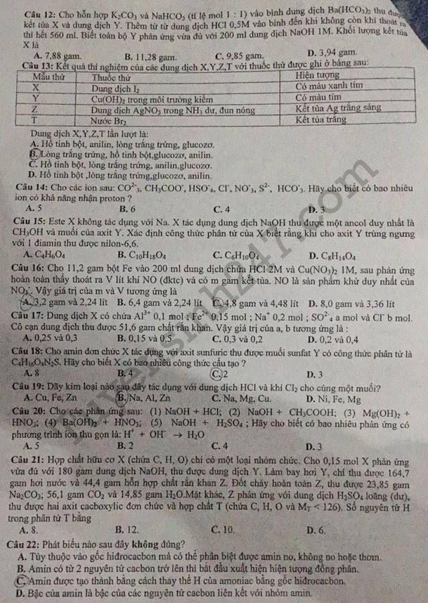 De thi thu THPTQG mon Hoa 2018 - THPT Chuyen Luong Van Tuy lan 1