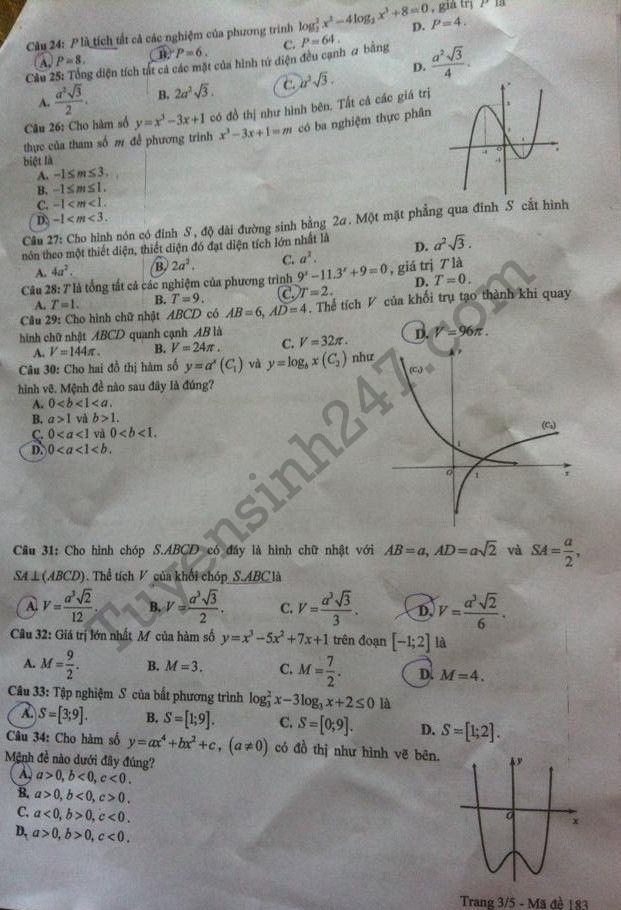 De thi hoc ki 1 lop 12 mon Toan So GD Dong Thap 2017 - 2018