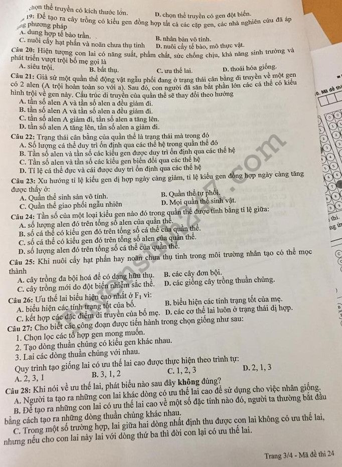 De thi ki 1 lop 12 mon Sinh THPT Hon Gai 2017 - 2018