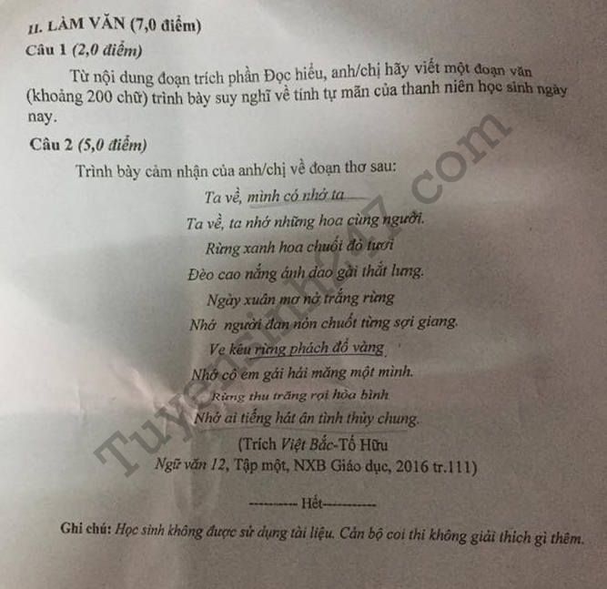 De thi ki 1 lop 12 mon Van So GD Can Tho 2017 - 2018