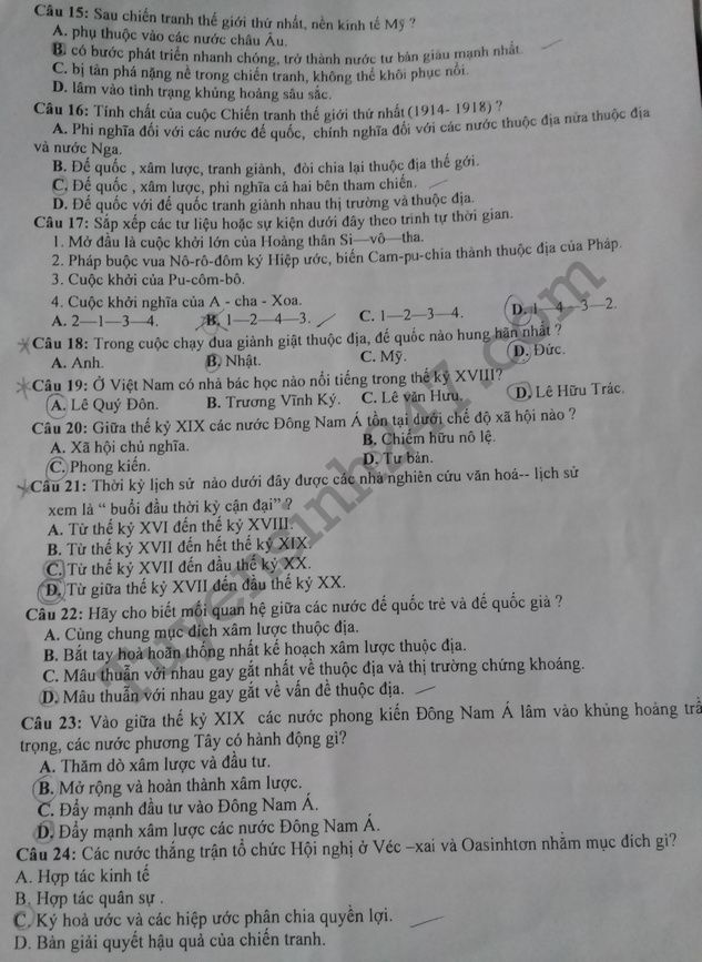 De thi ki 1 mon Su lop 11 nam 2017 - 2018 Chuyen Nguyen Quang Dieu