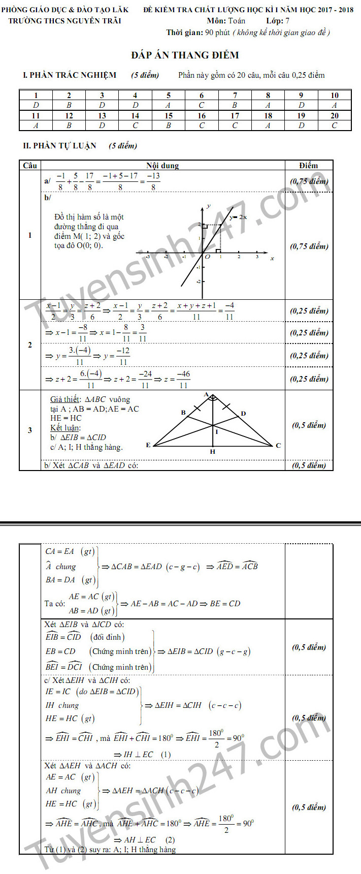 De thi ki 1 lop 7 mon Toan THCS Nguyen Trai 2017 - 2018