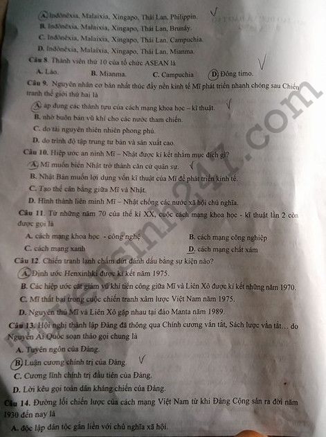 De thi ki 1 lop 12 mon Su nam 2017 - So GD Bac Giang