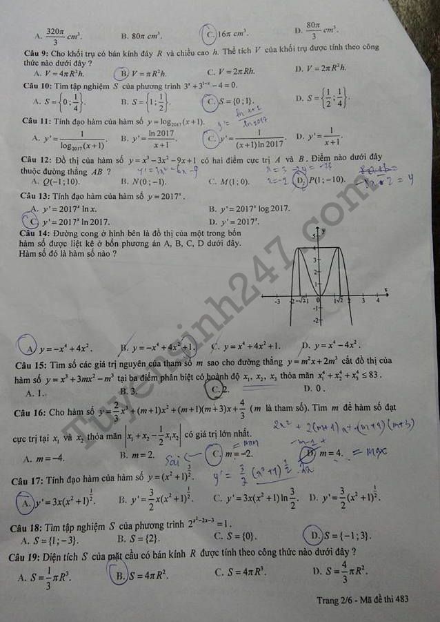 De thi ki 1 lop 12 mon Toan So GD Gia Lai 2017 - 2018