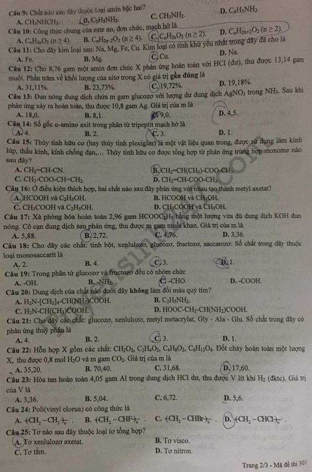 De thi ki 1 lop 12 mon Hoa So GD Bac Giang 2017 - 2018
