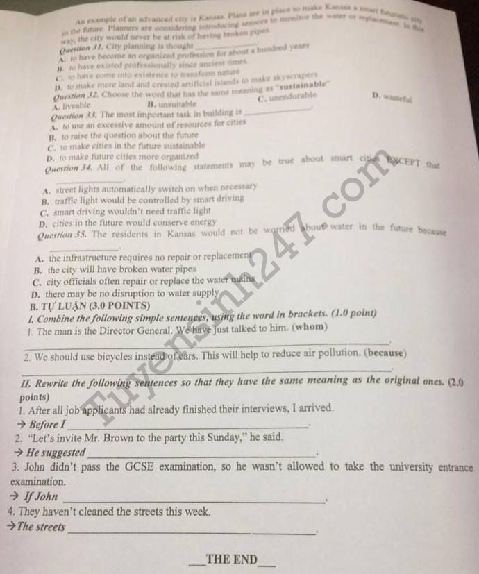 De thi ki 1 lop 12 mon Anh - So GD Bac Giang 2017 - 2018