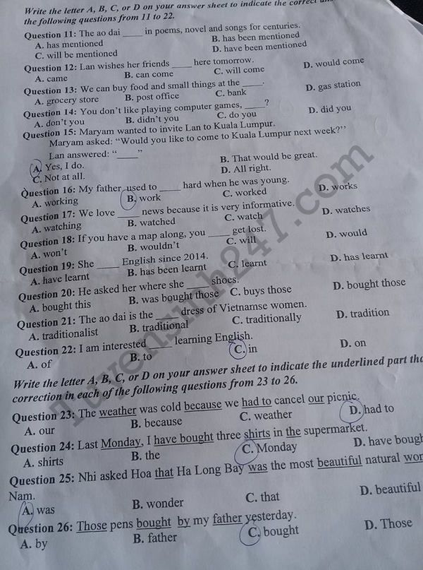 De thi ki 1 lop 9 mon Anh So GD Dong Thap 2017