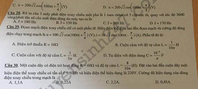 De thi hoc ki 1 lop 12 mon Ly THPT Hong Lam 2017 - 2018