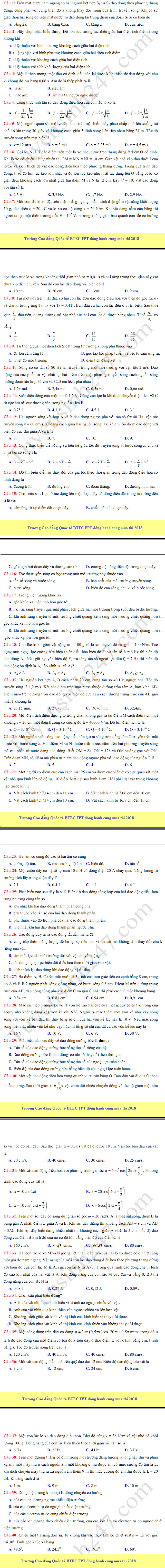 De thi thu THPT Quoc gia mon Ly 2018 THPT Trieu Son 2
