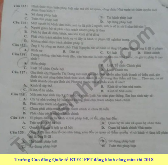 De thi thu THPT Quoc gia mon GDCD nam 2018 lan 1 Chuyen Thai Nguyen