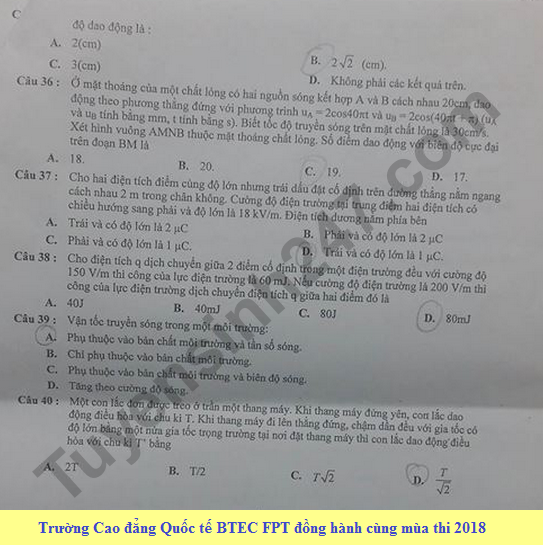 De thi thu THPTQG mon Ly THPT Chuyen Thai Nguyen 2018 lan 1