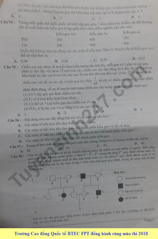 De thi thu THPTQG mon Sinh 2018 Chuyen Thai Nguyen lan 1