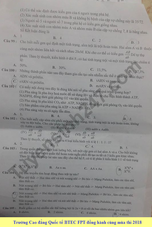 De thi thu THPTQG mon Sinh 2018 Chuyen Thai Nguyen lan 1