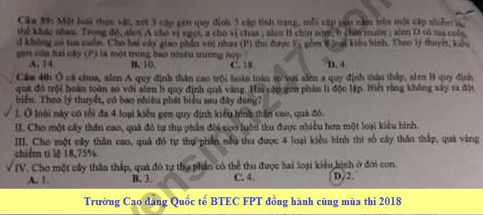 De thi thu THPTQG mon Sinh Chuyen Hoang Van Thu 2018 lan 1