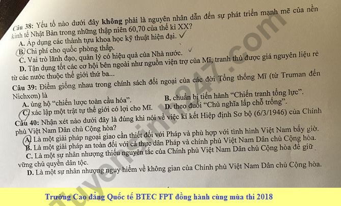 De thi thu THPTQG mon Su Chuyen Bac Giang 2018