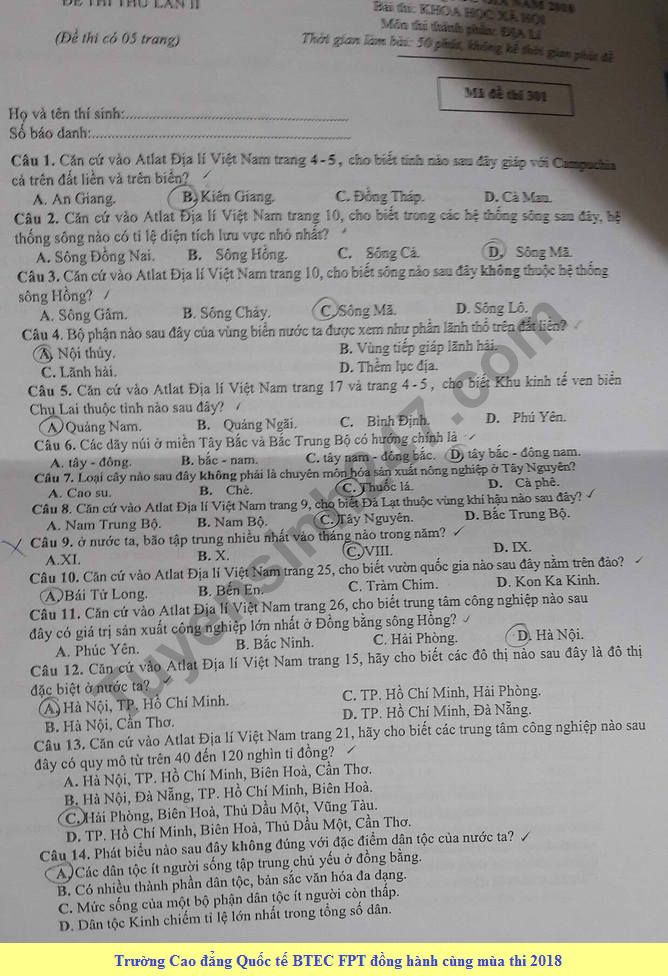 De thi thu THPT Quoc gia mon Dia Chuyen Le Quy Don lan 2 2018