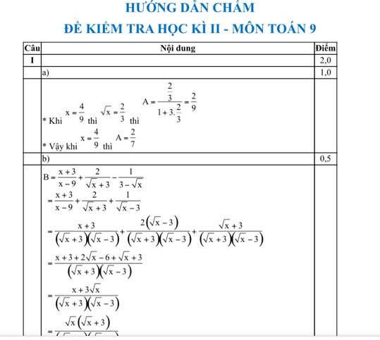 De thi ki 2 lop 9 mon Toan 2018 - Quan Cau Giay
