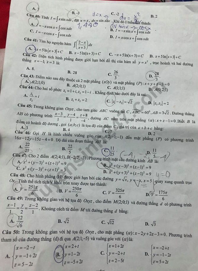 De thi ki 2 lop 12 mon Toan 2018 - THPT Ha Huy Tap