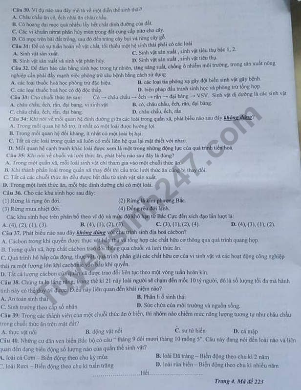 De thi ki 2 lop 12 mon Sinh 2018 - THPT Lang Giang so 1