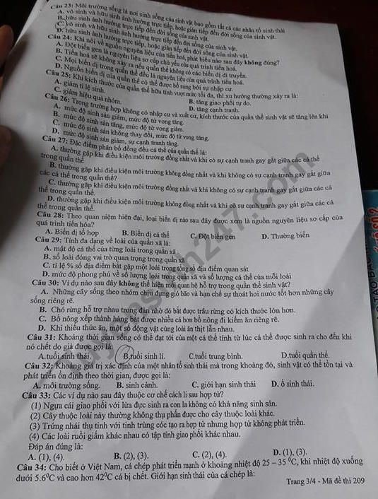 De thi ki 2 lop 12 mon Sinh - THPT Que Vo so 2 nam 2018