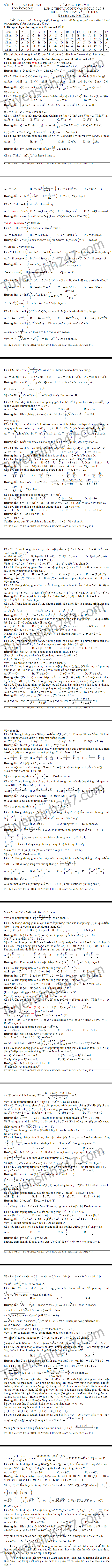 De thi ki 2 lop 12 mon Toan So GD Dong Nai 2018