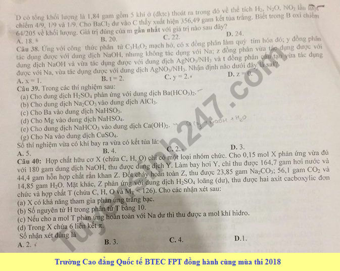 De thi thu THPT Quoc gia mon Hoa lan 1 nam 2018 - THPT chuyen Vo Nguyen Giap