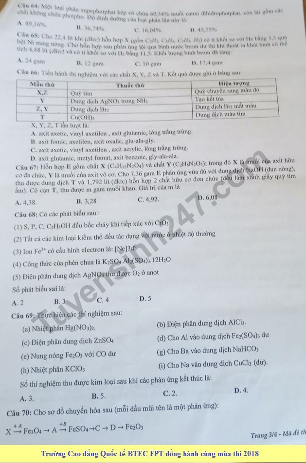 De thi thu THPT QG mon Hoa lan 3 nam 2018 - THPT Chuyen Phan Boi Chau