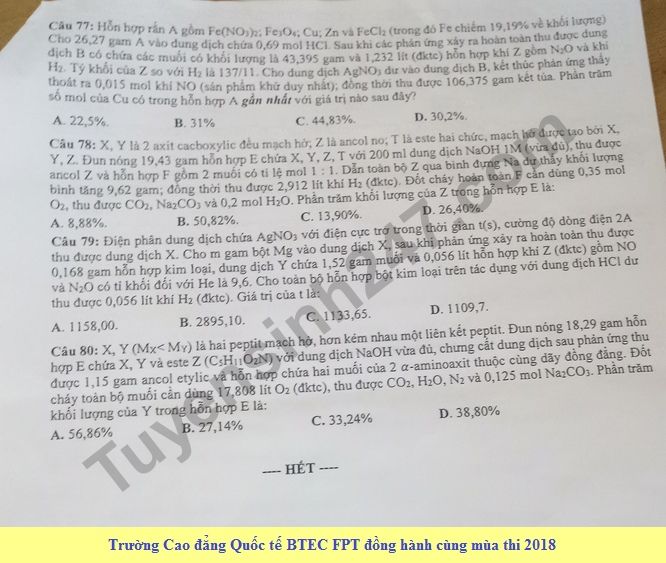 De thi thu THPT QG mon Hoa lan 3 nam 2018 - THPT Chuyen Phan Boi Chau