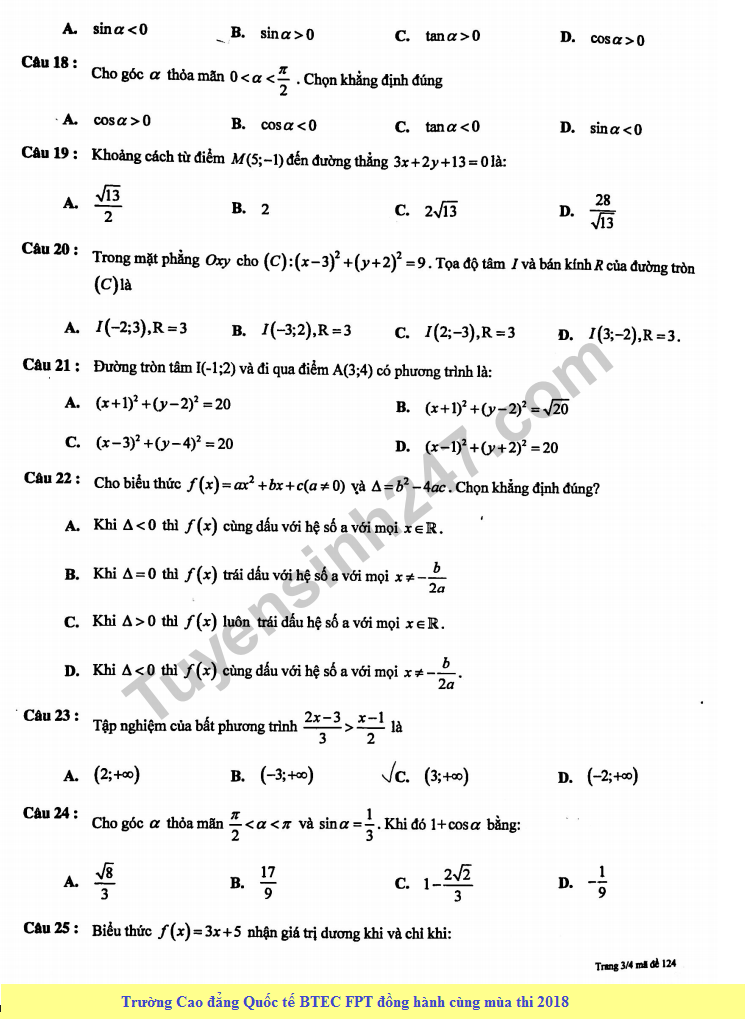 De kiem tra hoc ki 2 mon Toan lop 10 - THPT Van Tao