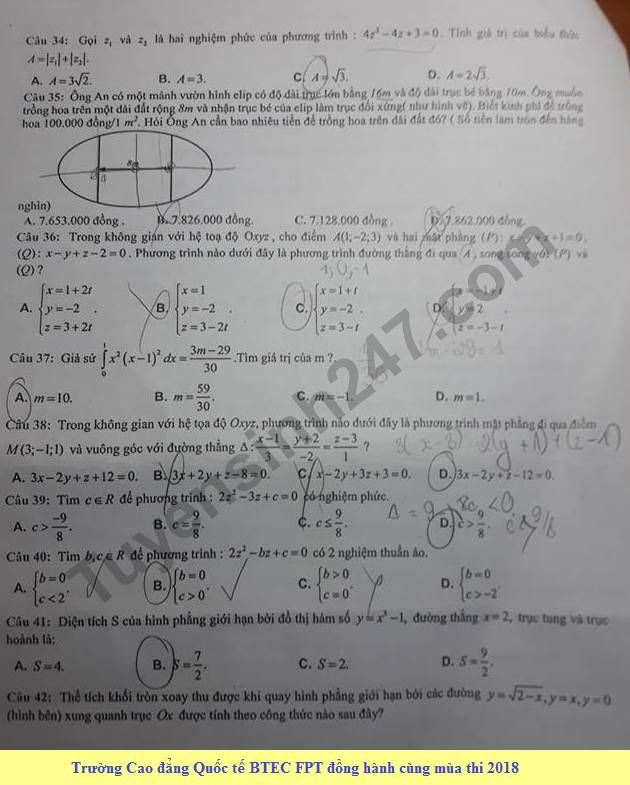 De thi hoc ki 2 mon Toan lop 12 - THPT Le Quy Don 2018