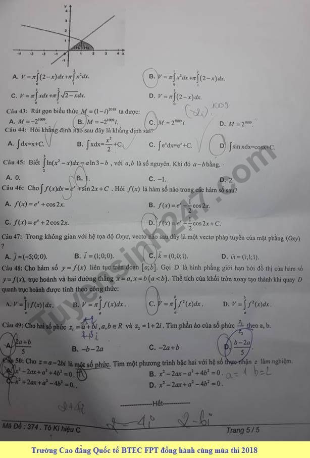 De thi hoc ki 2 mon Toan lop 12 - THPT Le Quy Don 2018