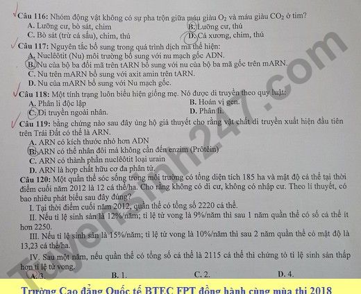De thi thu THPT QG mon Sinh lan 1 nam 2018 - THPT Chuyen Cao Bang