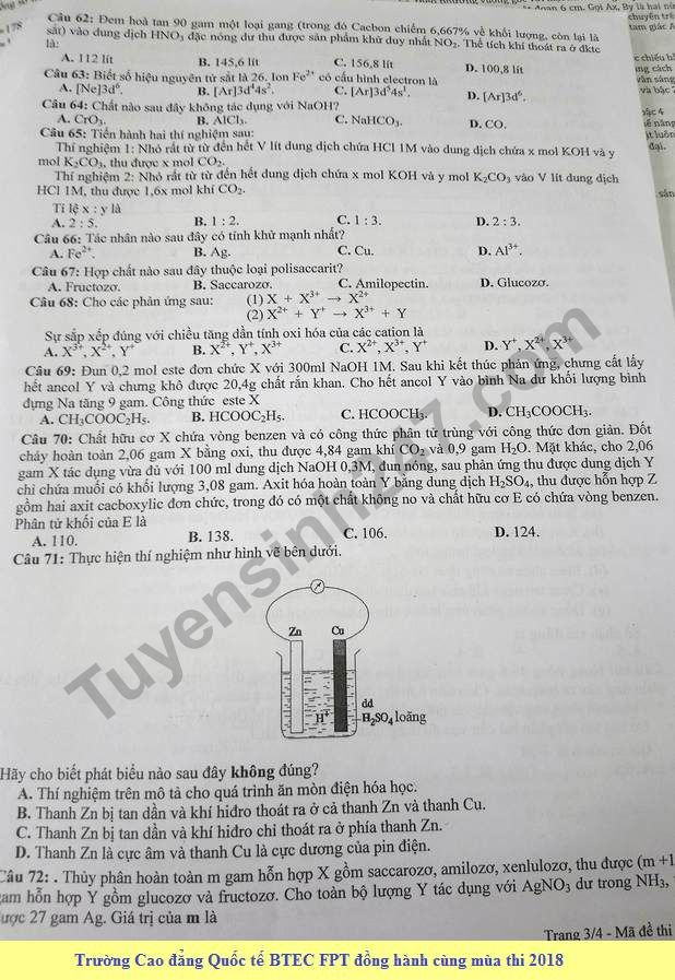 De thi thu THPT QG mon Hoa lan 3 nam 2018 - THPT Chuyen KHTN
