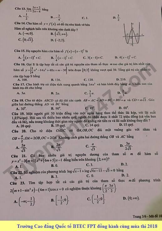 De kiem tra hoc ki 2 lop 12 mon Toan - So GD&DT Ha Nam 2018
