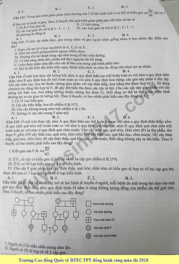 De thi thu THPT QG mon Sinh lan 3 nam 2018 - THPT Chuyen KHTN