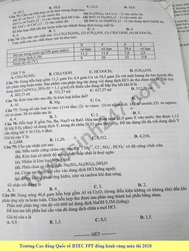 De thi thu THPT QG mon Hoa lan 3 nam 2018 - THPT Chuyen KHTN