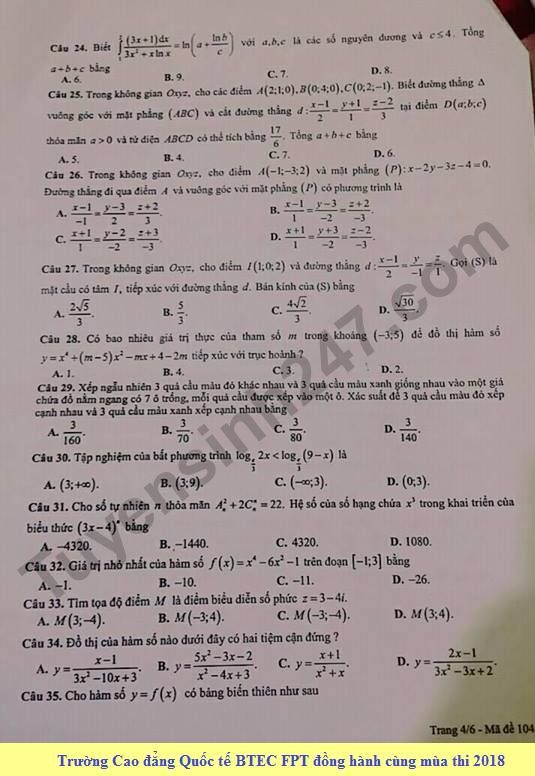 De kiem tra hoc ki 2 lop 12 mon Toan - So GD&DT Ha Nam 2018