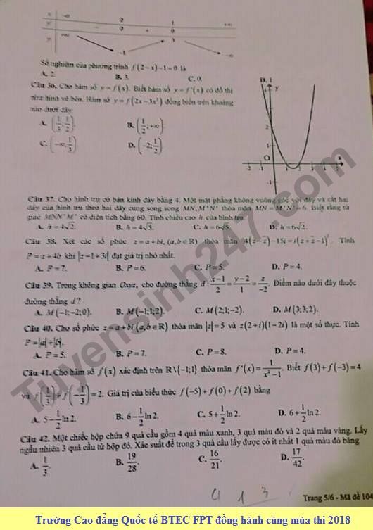De kiem tra hoc ki 2 lop 12 mon Toan - So GD&DT Ha Nam 2018